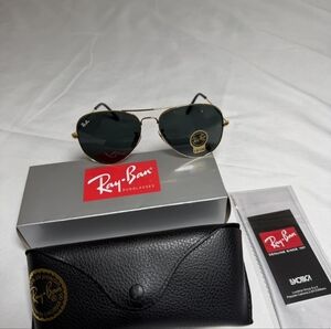 Ray-Ban Gold and Black Aviator Sunglasses